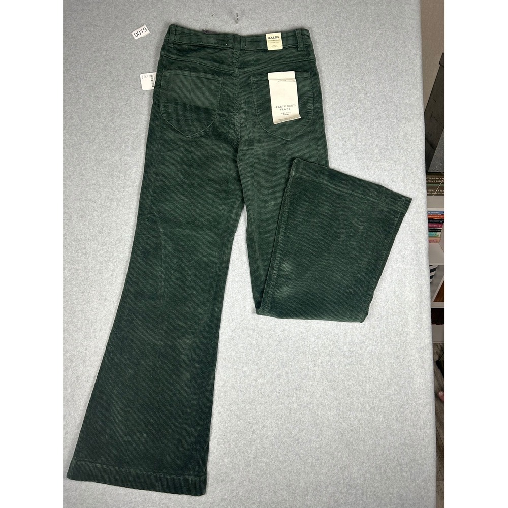 Rollas Corduroy Flare Pants Womens 30 Green High Rise Bell Bottom NWT - Picture 7 of 9